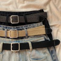 Canvas belt men and women without Kong Fang han edition fashionable individual character weaving lap belt buckle perforated belt