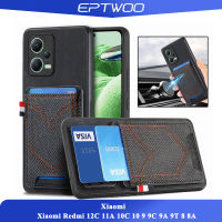 EPTWOO สำหรับ Xiaomi Redmi 12C 11A 10C 10 9 9C 9A 9T 8 8A กรณีโทรศัพท์ PU หนังกันกระแทกป้องกันลายนิ้วมือออกแบบขนาดใหญ่พิเศษพร้อมที่นั่งการ์ดยีนส์นุ่มปกหลัง SD-D5