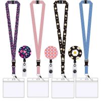 Student Lanyard Retractable Pull Clip Badge ID Name Card Case Flower Business Credit Card Holder Plastic Employee Card Cover