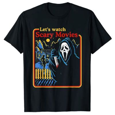 Lets Watch Scary Movies Scream Horror Halloween Tshirt Gothic Tee 100% Cotton Gildan
