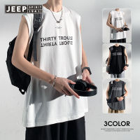 JEEP SPIRIT เสื้อกั๊กผู้ชาย,เสื้อกั๊กผ้าไหมน้ำแข็งเสื้อผ้าออกกำลังกายกีฬาบาสเก็ตบอลแห้งเร็วฤดูร้อนเสื้อยืดแขนกุด