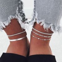 【CW】◆▦☊  5 Pcs/Set Multilayer Beads Snake Chain Anklets Set for Barefoot Sandals Ankle on Leg Foot Jewlery Gifts