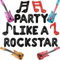 Rock and Roll Theme Party Decorations Party Like A Rockstar Letter Banner Guitar Music Note Balloon DJ Bar Karaoke Party Decor