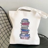 【ACD】   Shopper Flowery Books การ์ตูนพิมพ์ Tote กระเป๋าผู้หญิง Harajuku Shopper กระเป๋าถือสาวไหล่กระเป๋าช้อปปิ้ง Lady Canvas Bag