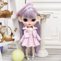 ชุดตุ๊กตา Blythe No . Bl 2137 / 6909 สีม่วงเนื้อแมท 1 / 6 Bjd