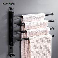 YJ438 ขายร้อน - / ROVADE ห้องน้ำสวิงอาร์มบาร์ผ้าขนหนูติดผนังชั้นวางผ้าขนหนูอาบน้ำที่มี4/5แขนแขวนผู้ถือผ้าขนหนูเคลือบสีดำแขวนผ้าขนหนู