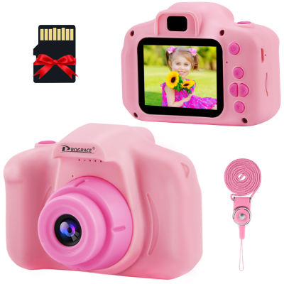 PROGRACE Childrens Camera Mini HD Video Camera Kid Digital Camera Sports Toys for Kids Gift Cartoon Photo Camera for Girls Boy