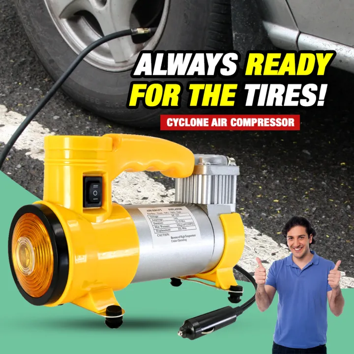 Cyclone Air CompressorTire Inflator 12V10W Gauge, Heavy Duty Air