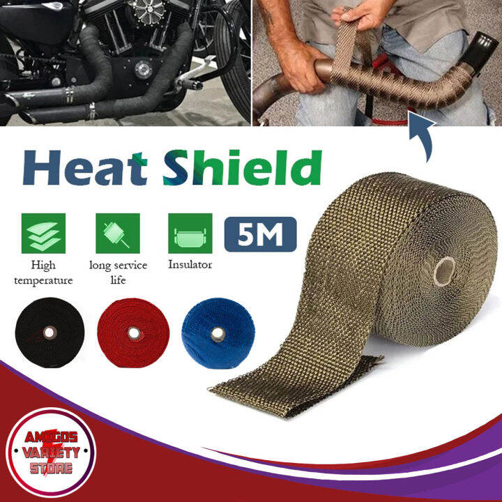 5M Motorcycle Exhaust Pipe Wrap Heat Insulation Tape Muffler Cloth Roll