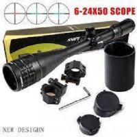 sniper 6-24x50 ao มีไฟ ปรับหลาได้ ระยะ 10-200 เมตร มองกว้างชัดเจน กระจกใส ทนทานสูง มีฝากระดก ขาจับ ฟรีไฟฉายคาดหัว+ฟรีระดับน้ำตั้งกล้อง