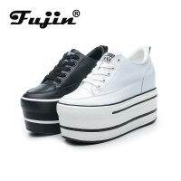 ℡  Fujin 10.5cm Thick Heel Platform Flats Shoes Leather Soft Shoe Sneakers