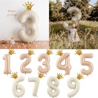 2Pcs chocolate Number Balloons with Crown Foil Balloon 1 2 3 4 5 6 7 8 9Birthday Wedding Party Decoration Air Helium anniversary Balloons