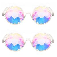 2X Kaleidoscope Glasses Rave Festival Party Sunglasses Diffracted Lens-Transparent