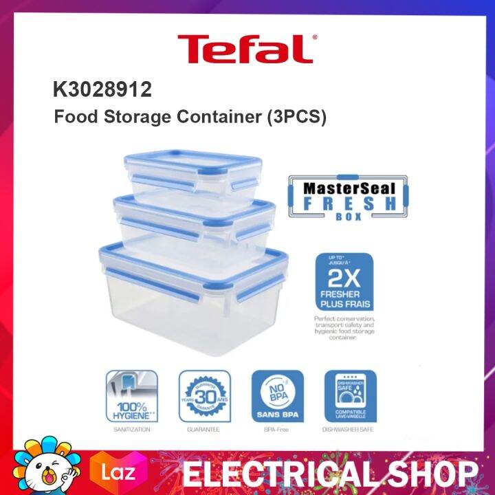 Tefal MasterSeal Fresh Box Food K3028912 Storage Container (3PCS) | Lazada
