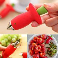 【▤】 vkysdo 1 Pcs Fruit Leaf Remover สตรอเบอร์รี่ Huller โลหะมะเขือเทศ Stakes พลาสติก Remover Gadget สตรอเบอร์รี่ Hullers ครัว Gadgets