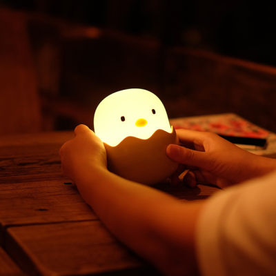 Egg Chick Silicone LED Night Lamp Kids Children Night Light Touch Sensor Bedside Sleep Lamp USB Rechargeable For Baby Bedroom