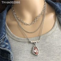 ◊❉♕ Anslow Fashion Jewelry Antique Silver Multilayer Chain Irregular Crystal Pendant Choker Necklace For Women Femme