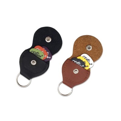 ：《》{“】= Top Quality Guitar Pick Holder Genuine Leather Guitarra Plectrum Case Bag Keychain Shape Guitar Accessories