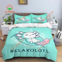 【hot】▽ Axolotls Duvet Cover Set Kids Bed Size Boys Sheet three-piece