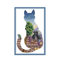 ✜⊕❄ Cat light and shadow cross stitch kit aida 14ct 11ct count print canvas cross stitches needlework embroidery DIY handmade