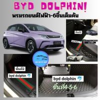 พรมปูพื้นรถยนต์ไฟฟ้า 6D BYD DOLPHIN 2023 หนังPUหนา13มิล 6ชิ้นรวมท้าย