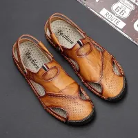 Big Size 38 48 Leather Breathable Men Beach Sandals KL3426