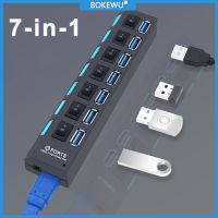 BOKEWU ตัวแยกฮับ USB 2.0แบบหลายช่อง,อะแดปเตอร์ USB ฮับ4/7พอร์ตสำหรับแล็ปท็อปพีซี