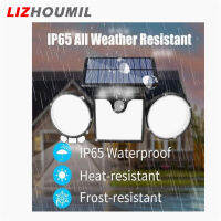 LIZHOUMIL ไฟแสงอาทิตย์260led 3หัว90000lm Ip65กันน้ำความสว่างสูงเซ็นเซอร์ตรวจจับการเคลื่อนไหวปรับไฟสนามได้