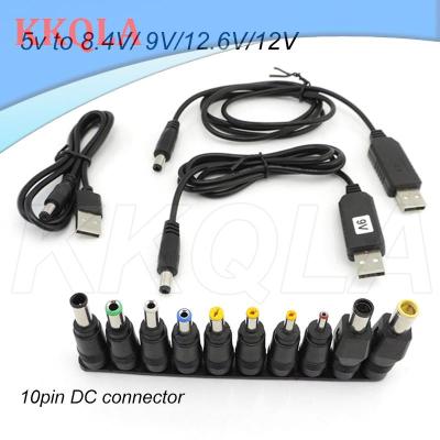 QKKQLA USB boost line DC 5V to 9V 8.4V 12V 12.6v Step UP Module 10 dc male power jack plug Converter connector Adapter charging Cable