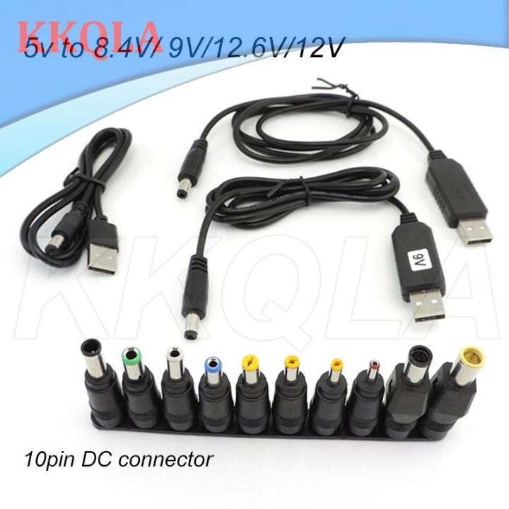 qkkqla-usb-boost-line-dc-5v-to-9v-8-4v-12v-12-6v-step-up-module-10-dc-male-power-jack-plug-converter-connector-adapter-charging-cable