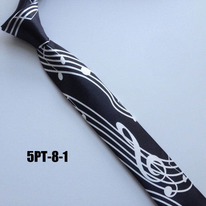 5cm-musical-tie-music-notes-necktie-black-with-white-g-clef-gravata-in-middle