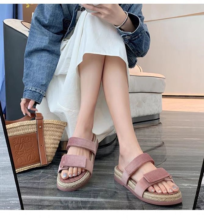 รองเท้าแตะพื้นหนา-velcro-สไตล์ชาแนลสำหรับผู้หญิงฤดูร้อน-2023-รองเท้าแตะชาวประมงสานฟางชายหาดย้อนยุคสไตล์ฝรั่งเศสใหม่