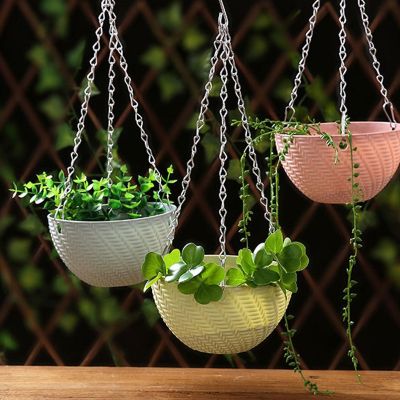 【CC】 Resin Hanging Pots Basket Pot Hanger Outdoor Holder for Wall Decoration Garden