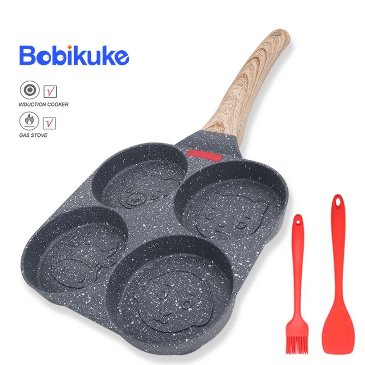 Bobikuke Fried Egg Pan, Egg Frying Pan 4 Cups Egg Poacher Pan