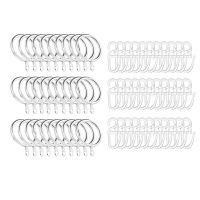 50 Pieces Metal Curtain Rings, Curtain Hanging Rings and Plastic Curtain Hooks, Curtain Rings for Window Curtain