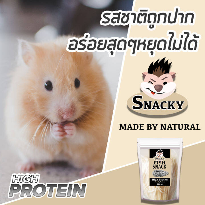 snacky-fish-snack-สแนคกี้ฟิต-ปลาเส้น-เกรดพรีเมี่ยม-โปรตีนสูง-สำหรับ-นก-กระรอก-ชิลชิล่า-หนูแฮมสเตอร์-ลิง-ปลา-ขนาดอิ่มพอดี-nbsp-100-กรัม-ถุง