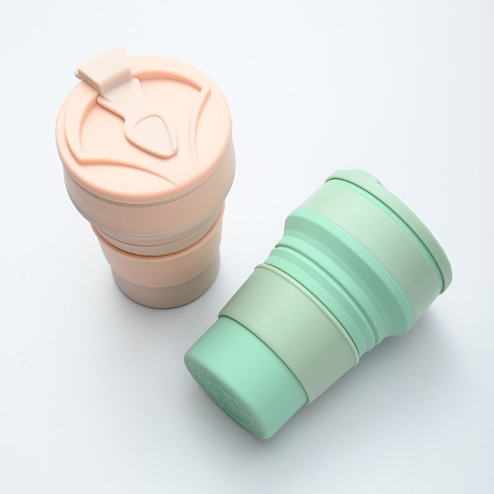high-end-cups-500มิลลิลิตรพับถ้วยซิลิโคนขวดน้ำแบบพกพากีฬาที่มีซิลิโคนฟางถ้วยกาแฟแก้วดื่มพับพับตั้งแคมป์