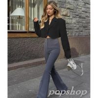 ubBM0-Women Blazer Jacket, Long Sleeve Lapel Collar Ope Front Solid Autumn Casual Crop Top