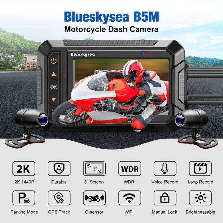 b5m-blueskysea-motor-dash-cam-sports-waterproof-cameraกล้องติดรถมอเตอร์ไซด์-2k-motorcycle-dahs-cam-with-gps-กล้องกันน้ำ-hd1440p-30fps-สองมุมกว้างคู่150-เลนส์สปอร์ตไบค์กล้องติดรถยนต์บันทึกด้วยหน้าจอ3-i