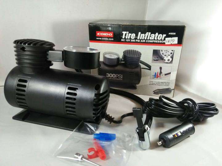 COIDO TIRE INFLATOR WITH LIGHT DC 12V 300 PSI AIR COMPRESSOR 6526