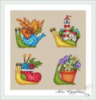 Snail Season Cross Stitch Ecological Cotton Thread Embroidery Home Decoration Hanging Painting Gift