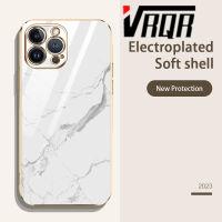 VRQR โทรศัพท์ iPhone 15 15 Plus 15 Pro 15 Pro Max 14 14 Plus 14 Pro 14 Pro Max 13 13 mini 13 Pro 13 Pro Max เคสโทรศัพท์6DStraight Edge Plated Marbling Silicone Lrod คุณภาพสูงนิ่มหรูหราดีไซน์ใหม่ป้องกันใหม่