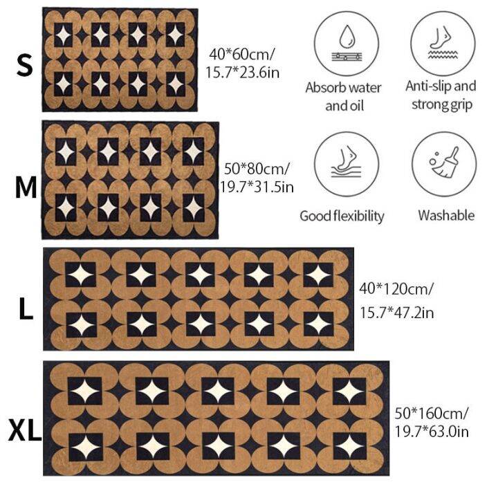 เสื่อปูครัวสำหรับพื้นกันลื่นพรมพรมดูดซึมน้ำยาวสำหรับพรมในห้องครัวพรมแผ่นอบแห้งระบายย้อนยุค