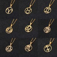 Rinhoo Stainless Steel Star Zodiac Sign Necklace 12 Constellation Pendant Necklace Women Chain Necklace Men Jewelry Gifts Headbands