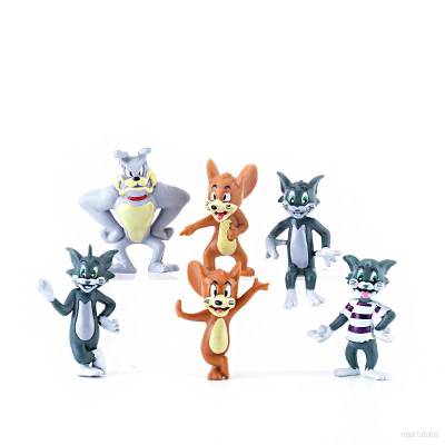 6pcs Tom and Jerry Action Figure Gift For Kids Birthday Cake Decor Cat and Mouse Model Dolls Toys For Kids