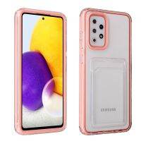 【cold noodles】 Luxury Card Slot Clear สำหรับ Samsung Galaxy A52 A72 A12 A32 A22 A03S Candy สีกันชนกันกระแทกกระเป๋าสตางค์