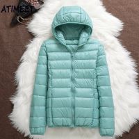 ZZOOI 2021 New Women Thin Down Jacket White Duck Down  Jackets Autumn And Spring Warm Coats Portable Outwear