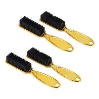 Fade Brush Comb Scissors Cleaning Brush Barber Shop Skin Fade Vintage Oil Head Shape Carving Cleaning Brush Gold 4PC