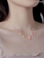 ? ornaments jewelry เครื่องประดับอัญมณี 2023 ใหม่ Cherry Blossom จี้หรูหรา Niche สร้อยคอสีชมพูสาวฤดูร้อน Clavicle สร้อยคอแฟชั่นสุทธิเครื่องประดับสีแดง