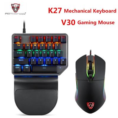 Motospeed K27 Mechanical keyboard Motospeed V30 Gaming Mouse USB Wired Single handed Blue Switch Backlight For Computer Notebook